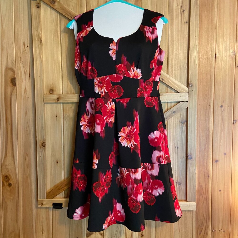 Dress Barn Womens Floral Print Fit & Flare Sleeveless Dress Size 14